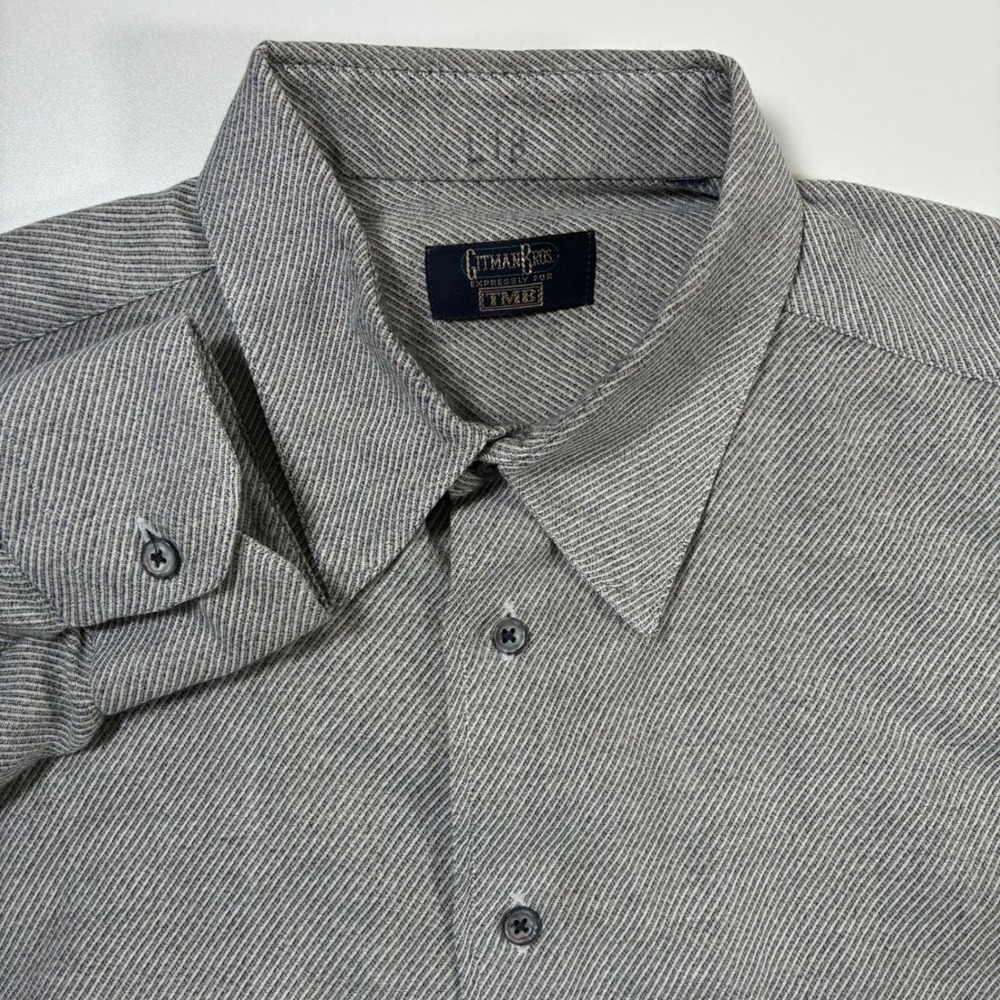 Gitman Bros Button Shirt XL Grey Herringbone Twill Long Sleeve